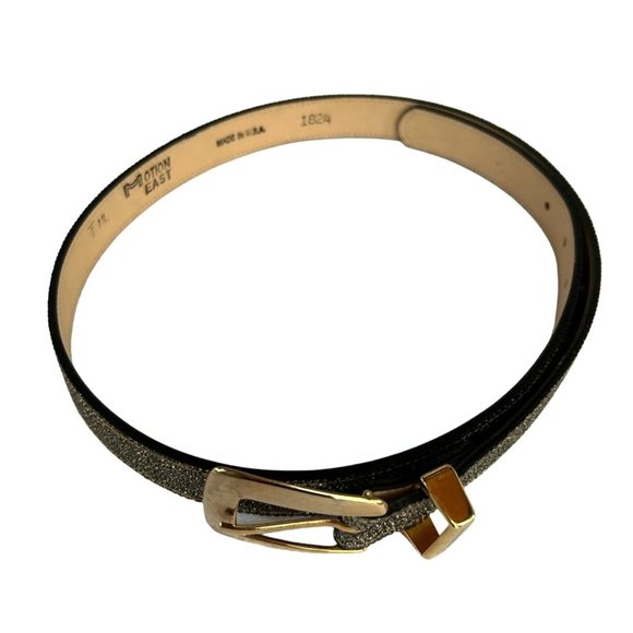 Motion East 1980's Sparkly Metallic Gold and Black Belt Size M/L - Picture 3 of 6